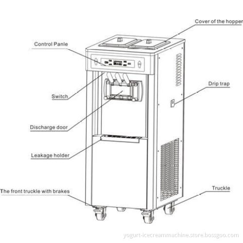 Colorful Single Phase Soft Serve Ice Cream Machines / Frozen Yogurt Making Equipment With 36 Liters / Hour